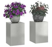vidaXL Support pour plantes 2 pcs Argent 24 x 24 x 35 cm Acier inoxydable