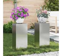 vidaXL Support de Plante 2 pcs Argent 24 x 24 x 55 cm Acier galvanisé