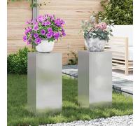 vidaXL Support de Plante 2 pcs Argent 24 x 24 x 55 cm Acier inoxydable