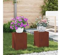 vidaXL Support de Plante 2 pcs Rouillé 24 x 24 x 35 cm Acier patiné