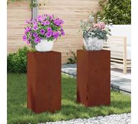 vidaXL Support de Plante 2 pcs Rouillé 24 x 24 x 55 cm Acier patiné