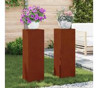 vidaXL Support de Plante 2 pcs Rouillé 24 x 24 x 75 cm Acier patiné