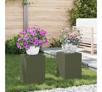 vidaXL Support pour plantes 2 pcs vert olive 24 x 24 x 35 cm acier