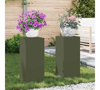 vidaXL Support de Plante 2 pcs Vert olive 24 x 24 x 55 cm Acier