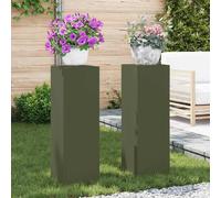 vidaXL Support de Plante 2 pcs Vert olive 24 x 24 x 75 cm Acier