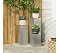vidaXL Support de Plante 3 pcs Argent Acier galvanisé
