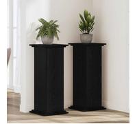 vidaXL Support de plante en bois d'ingénierie chêne noir 33 x 33 x 100 cm