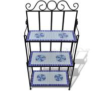 vidaXL Support de plantes Mosaïque bleu et blanc