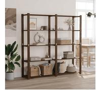 vidaXL Support de rangement à 5 niveaux – Étagère en bois de pin solide Marron 170x38x170 cm