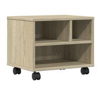 vidaXL Support d'imprimante chêne Sonoma 41x32x34,5 cm avec roulettes et rangement Beige