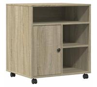 vidaXL Support d'imprimante avec roulettes chêne Sonoma 60x50x67 cm, Table d'imprimante, Table d'imprimante d'ordinateur, Support d'imprimante avec Rangement