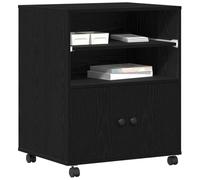 vidaXL Support d'imprimante avec stockage Chêne noir 60 x 48 x 74 cm, Bureau, Support d'imprimante rectangulaire tendance, Organisation compacte, Rangement astucieux en bois