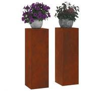 vidaXL Support pour plantes 2 pcs Rouillé 24 x 24 x 75 cm Acier résistant aux intempéries