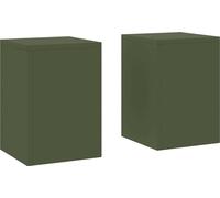 vidaXL Support pour plantes 2 pcs vert olive 24 x 24 x 35 cm acier