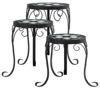 vidaXL Support pour plantes 3 pcs. noir et blanc Céramique