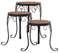 vidaXL Support pour plantes 3 pcs. Terre cuite Céramique