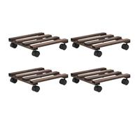 vidaXL Support roulant à plantes Bois de cèdre 4 pcs 25 x 25 cm