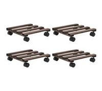 vidaXL 4X Support Roulant à Plantes Bois de Cèdre Tansport Étagère de Jardin