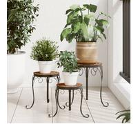 vidaXL Support de plantes 3 pcs en terre cuite céramique - Table d'appoint extérieur Marron G