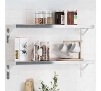 vidaXL Supports d'étagères 4 pcs 20x2,5x14 cm argenté acier inoxydable, support mural, support d'étagère mural,, support 30297 Gris