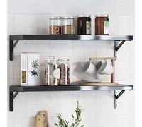 vidaXL Supports d'étagères 4 pcs 20x2,5x14 cm noir acier inoxydable, support mural, support d'étagère mural,, support 30302 Noir