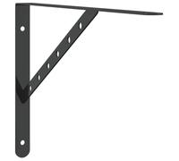 vidaXL Supports d'étagères 4 pcs 40x2,5x25 cm noir acier inoxydable, support mural, support d'étagère mural, support d'étagère métallique