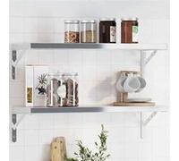vidaXL Supports d'étagères 4pcs argenté acier inoxydable, support mural, support d'étagère mural,, support d'étagère 30298 Gris