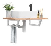 vidaXL Supports d'étagères pour lavabo 2 pcs blanc trapèze acier