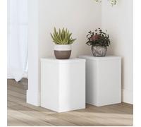 vidaXL Supports pour plantes d'intérieur – 2 pcs Bois d'ingénierie Blanc 20x20x30 cm