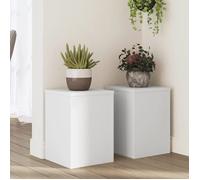 vidaXL Supports pour plantes 2 pcs blanc 25x25x35 cm bois d'ingénierie, support de fleurs, support de pot, support pour 852906