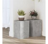 vidaXL Supports pour plantes 2 pcs gris béton bois d'ingénierie, support de fleurs, support de pot, support pour plantes d'intérieur