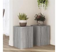 vidaXL Supports pour plantes 2 pcs sonoma gris bois d'ingénierie, support de fleurs, support de pot, support pour plantes 852911 Gris G