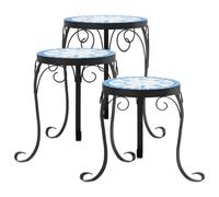 vidaXL Support pour plantes 3 pcs. Bleu et blanc Céramique