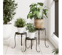 vidaXL Support pour plantes 3 pcs. noir et blanc Céramique