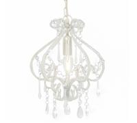 vidaXL Plafonnier 281593 – Rond blanc, base métal blanche avec perles acryliques, E14, 24x32 cm