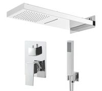 vidaXL Système de douche Inox 201 Argenté – Douchette à main, Pomme carrée, Flexible 1,5 m
