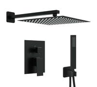 vidaXL Système de douche caché (carré), noir, en acier inoxydable, modèle 201