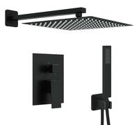 vidaXL Système de douche caché (carré), noir, en acier inoxydable, modèle 201