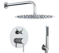 vidaXL Système de douche encastré (rond), argent, acier inoxydable, 201