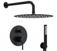 vidaXL Système de douche encastré (rond), noir, en acier inoxydable, modèle 201