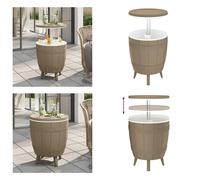 vidaXL Table 3 en 1 avec glacière Marron clair Polypropylène - Table avec glacière - Tables avec glacière - Table avec fonction de refroidissement - Table avec refroidisseur de boissons