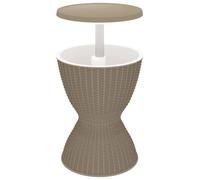 vidaXL Table 3 en 1 avec seau à glace Marron clair Polypropylène