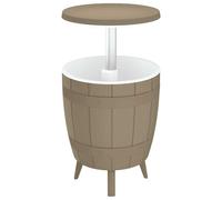 vidaXL Table 3 en 1 avec seau à glace Marron clair Polypropylène