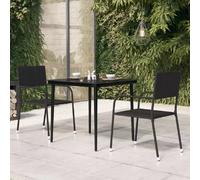 vidaXL Table à dîner de jardin 80x80 cm Acier et verre - Noir