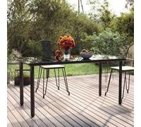 vidaXL Table de jardin noire 160x80x74 cm Acier et verre trempé