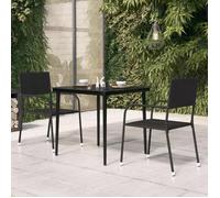 vidaXL Table de jardin noire 80x80x74 cm en acier et verre