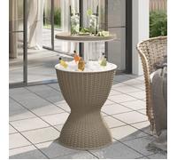 vidaXL Table 3 en 1 avec seau à glace Marron clair Polypropylène