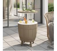 vidaXL Table 3 en 1 avec seau à glace Polypropylène Marron clair