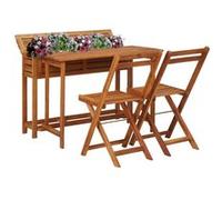 vidaXL Table de jardin avec parterre surélevé et 2 chaises Bois massif Acacia
