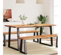 vidaXL Table à manger 160x80x75 cm bois d'acacia solide à bord vif, table, table de cuisine, table à manger live edge, table 353290